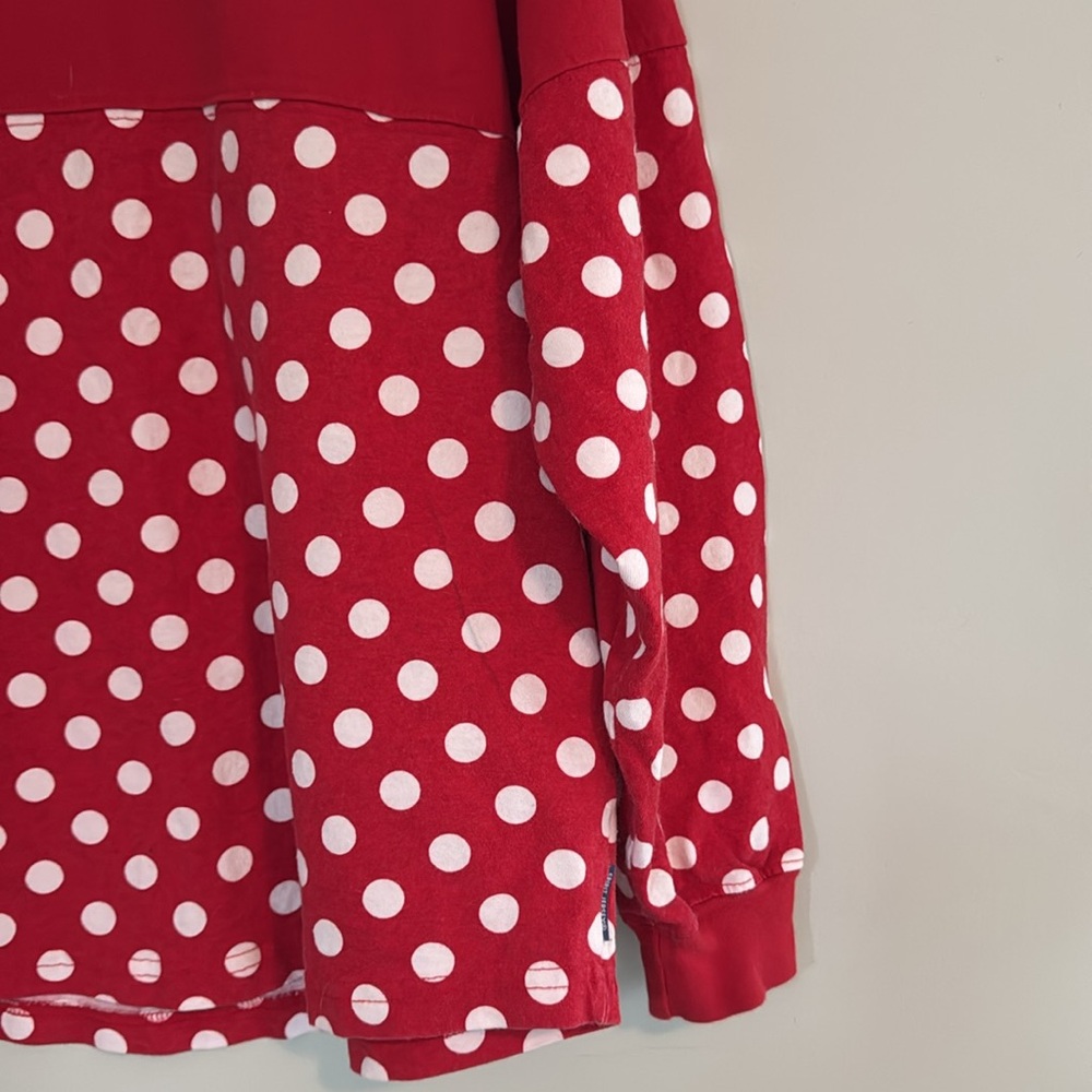 Red Polka Dot Long-Sleeve Top with Bow Accent - Picture 3 of 6